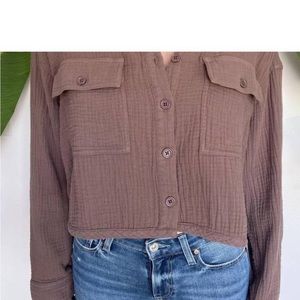 Bobi cropped button up shirt bistro